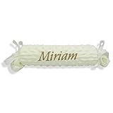 Cojin Antivuelco Personalizado para bebé Recien Nacido, Personalizado con su Nombre Bordado. (Beige)