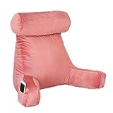 Almohada de lectura con rollo para el cuello, almohadas de respaldo para sentarse en la cama, almohada de silla de cama con brazos para adultos, almohada de respaldo con bolsillo lateral, almohada