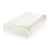 MaxHome Almohada de Látex Natural, AplusT Ortopédica y Terapéutica diseñada para Reducir Dolor de Cuello Cervical y Espalda. Se Adapta a la Forma del Cuello. 58 cm x 39 cm x 10/12 cm.