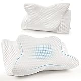 Feagar Almohada Cervical para Dormir - Almohadas Viscoelasticas para Cuello , Almohada Ergonómico para Aliviar el Dolor Cervical, Almohadas para Dormir de Lado, Boca Abajo/Arriba